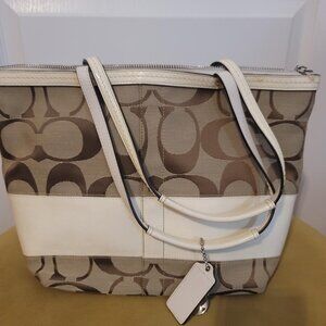 Coach Small Canvas Monogram Tote Bag